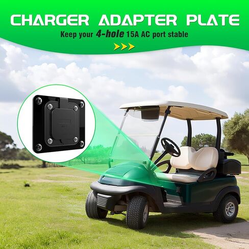 Golf Cart Charging Port Adapter Plate Compatible with 110V 36V EZGO TXT/TXT36, Shore Power Inlet Stabilizing Accessory, On-Board Charger Replacement for RV Truck Marine (3 Holes) in Saudi Arabia