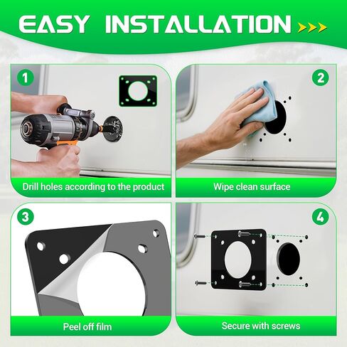 Golf Cart Charging Port Adapter Plate Compatible with 110V 36V EZGO TXT/TXT36, Shore Power Inlet Stabilizing Accessory, On-Board Charger Replacement for RV Truck Marine (3 Holes) in Saudi Arabia