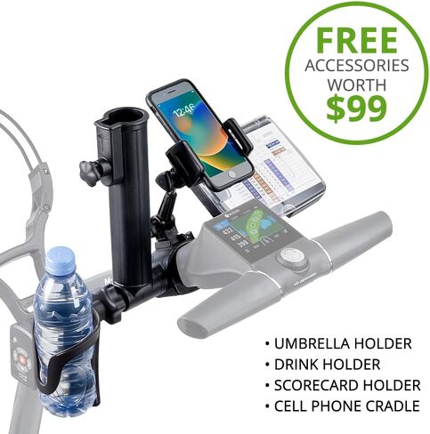 Motocaddy M7 GPS Remote Electric Golf Caddy - Electric Golf Push Cart with Remote, Touchscreen, Integrated GPS, Advanced Analytics Tracking, and Auto Downhill Control - Accessories Included (Black) in Saudi Arabia
