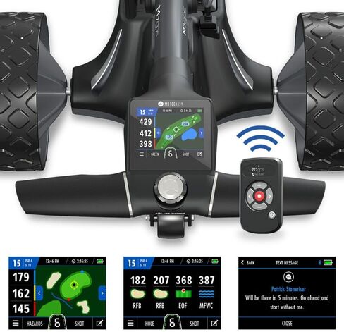 Motocaddy M7 GPS Remote Electric Golf Caddy - Electric Golf Push Cart with Remote, Touchscreen, Integrated GPS, Advanced Analytics Tracking, and Auto Downhill Control - Accessories Included (Black) in Saudi Arabia