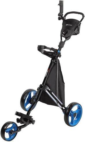 عربة دفع الدقة 3-WHEEL WHEEL مع قضبان الاستقرار ، مقبض مريح وفرامل الخطوة | عربة حقيبة الجولف مع حقيبة تخزين قابلة للفصل ، حامل بطاقة الأداء ، إطار قابل للطي خفيف الوزن in Saudi Arabia
