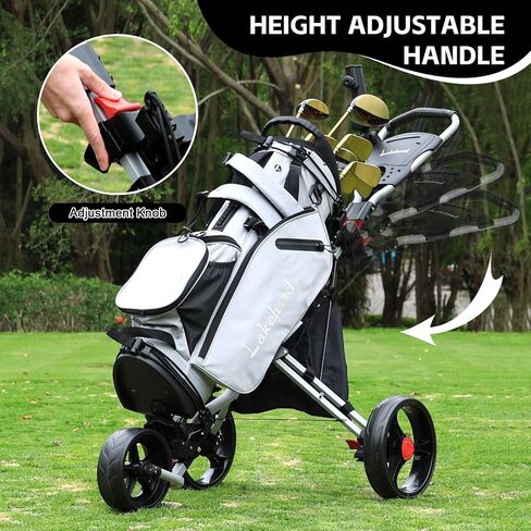 Lakehood Golf Push Cart - 3 Wheel Golf Cart for Easy Transport & Storage, Height-Adjustable Handle for All Ages, Push Golf cart - Perfect for Golf Courses & Practice Sessions in Kuwait