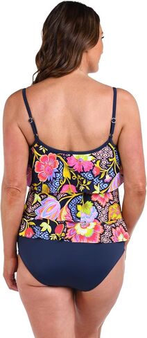 Maxine of Hollywood Women's Standard 3-Tiered Ruffle Tankini Swimsuit Top, Multi//Dominica Breeze in Saudi Arabia