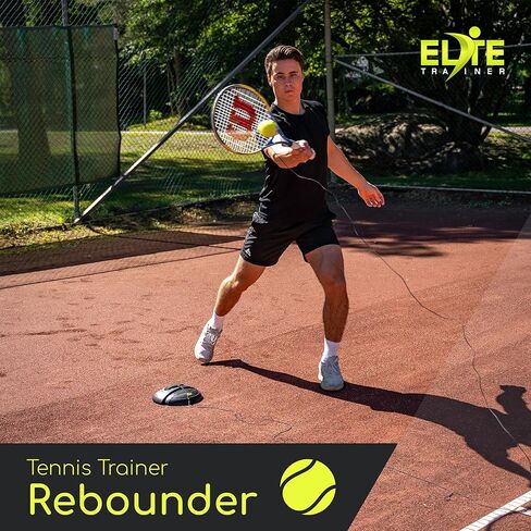 Tennis Rebound Ball Set | Heavy Duty Power Base, No Filling Required | Three Tennis Balls, Long Elastic Rope, and Drawstring Bag | Premium Solo Training Equipment for Any Skill Level in Kuwait