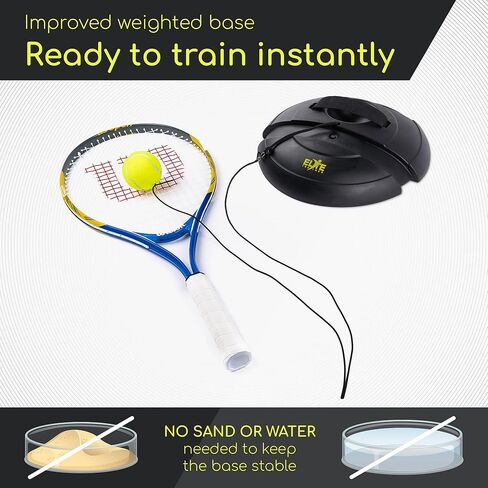 Tennis Rebound Ball Set | Heavy Duty Power Base, No Filling Required | Three Tennis Balls, Long Elastic Rope, and Drawstring Bag | Premium Solo Training Equipment for Any Skill Level in Kuwait