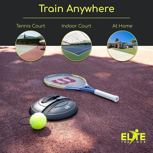Tennis Rebound Ball Set | Heavy Duty Power Base, No Filling Required | Three Tennis Balls, Long Elastic Rope, and Drawstring Bag | Premium Solo Training Equipment for Any Skill Level in Kuwait