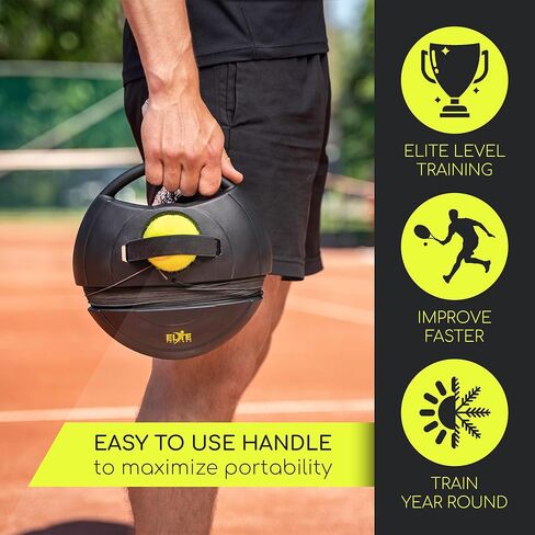 Tennis Rebound Ball Set | Heavy Duty Power Base, No Filling Required | Three Tennis Balls, Long Elastic Rope, and Drawstring Bag | Premium Solo Training Equipment for Any Skill Level in Kuwait