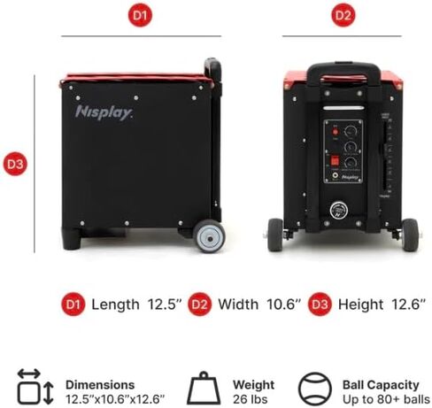 Portable Tennis Ball Machine (26lbs) - Dual Motor for TopSpin and Backspin, 80+ Balls, Max 68MPH, 4+ Hours Play with External Lithium Battery in Saudi Arabia