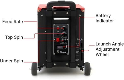 آلة كرة تنس محمولة (26 رطلاً) - محرك مزدوج ل Topspin و Backspin ، 80+ كرات ، 68 ميلاً في الساعة ، 4+ ساعات اللعب مع بطارية ليثيوم خارجية in Kuwait