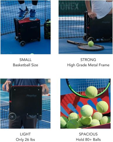 Portable Tennis Ball Machine (26lbs) - Dual Motor for TopSpin and Backspin, 80+ Balls, Max 68MPH, 4+ Hours Play with External Lithium Battery in Saudi Arabia