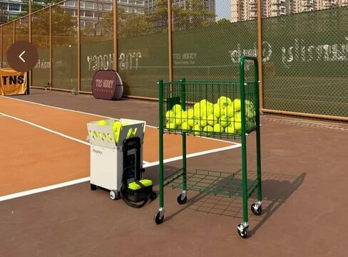 آلة كرة تنس محمولة (26 رطلاً) - محرك مزدوج ل Topspin و Backspin ، 80+ كرات ، 68 ميلاً في الساعة ، 4+ ساعات اللعب مع بطارية ليثيوم خارجية in Kuwait