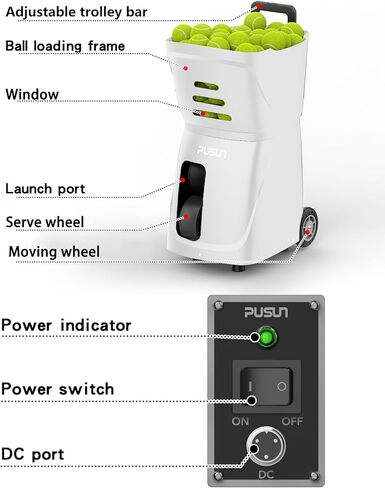 PT-SAMRT-Professional Tennis Ball Machine with App Control - 100+ Ball Capacity - 12 Training Modes - 4-6 Hours Battery Life in Saudi Arabia
