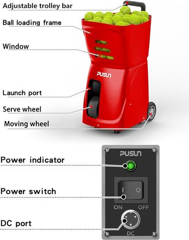 PT-SAMRT-Professional Tennis Ball Machine with App Control - 100+ Ball Capacity - 12 Training Modes - 4-6 Hours Battery Life in Saudi Arabia