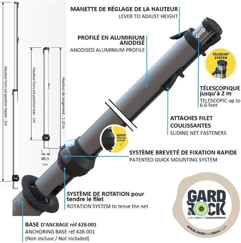 GARD & ROCK Multisport Telescopic Posts in Aluminum - Quick Fixation System - Badminton, Tennis, Volleyball, Anchoring Base Not Included! - Turn Your Space into a Sports Field in a Flash! in Saudi Arabia