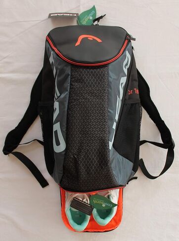 رئيس فريق TEAL TEAL TENNIS Backpack 2 RACQUET Carning Bag W/PATDED COTTER COMBARTMENT PROTPARTMENT - Black/Gray. in Kuwait