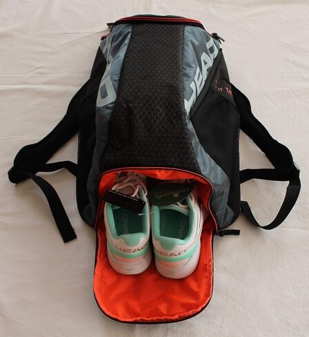 رئيس فريق TEAL TEAL TENNIS Backpack 2 RACQUET Carning Bag W/PATDED COTTER COMBARTMENT PROTPARTMENT - Black/Gray. in Kuwait