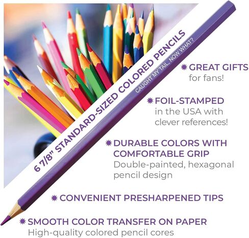 Kitty Colors Colored Pencils & Coloring Pages for Cat Lovers | Gift Set of 12 Cat Themed Colored Pencils with Funny Foil-Stamped Names Plus 10 Fun Coloring Pages in Kuwait