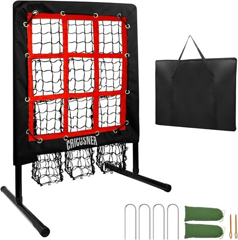 9 Hole Pitching Net, Heavy-Duty Baseball Net with Strike Zone for Pitching and Hitting, Height Adjustable Training Equipment with 9 Pocket Pitching Target for Baseball & Softball Practice in Kuwait