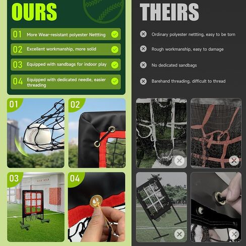 9 Hole Pitching Net, Heavy-Duty Baseball Net with Strike Zone for Pitching and Hitting, Height Adjustable Training Equipment with 9 Pocket Pitching Target for Baseball & Softball Practice in Kuwait