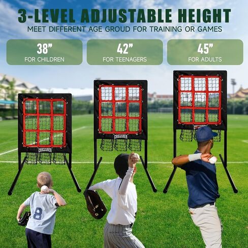 9 Hole Pitching Net, Heavy-Duty Baseball Net with Strike Zone for Pitching and Hitting, Height Adjustable Training Equipment with 9 Pocket Pitching Target for Baseball & Softball Practice in Kuwait