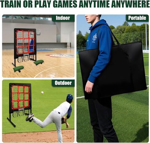 9 Hole Pitching Net, Heavy-Duty Baseball Net with Strike Zone for Pitching and Hitting, Height Adjustable Training Equipment with 9 Pocket Pitching Target for Baseball & Softball Practice in Kuwait