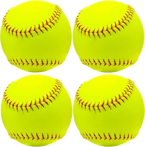 Rarapop Sports Fastpitch كرات رخوة ، كرة رخوة صفراء 11 بوصة ، كرة تدريب غير مميزة ومغطاة بالجلد للألعاب والممارسة والتدريب in Kuwait