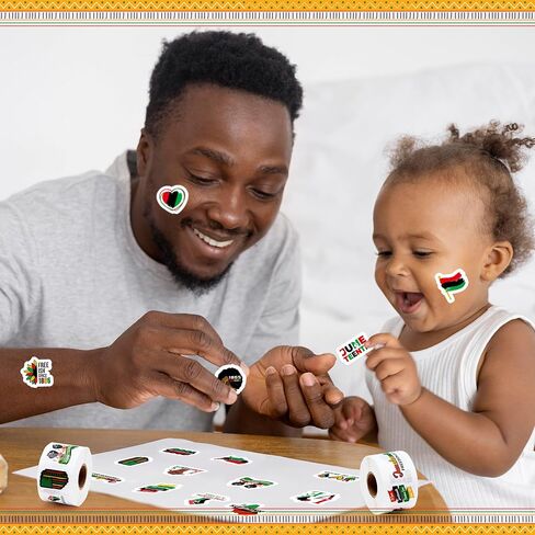 WATINC Juneteenth Stickers Roll - 1000Pcs June 19th Freedom Day Sticker Independence Day Celebration Patriotic Circle Decals, African Afro American Festival Theme Party Supplies Decoration Favors in Saudi Arabia