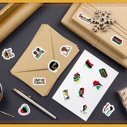 WATINC Juneteenth Stickers Roll - 1000Pcs June 19th Freedom Day Sticker Independence Day Celebration Patriotic Circle Decals, African Afro American Festival Theme Party Supplies Decoration Favors in Saudi Arabia