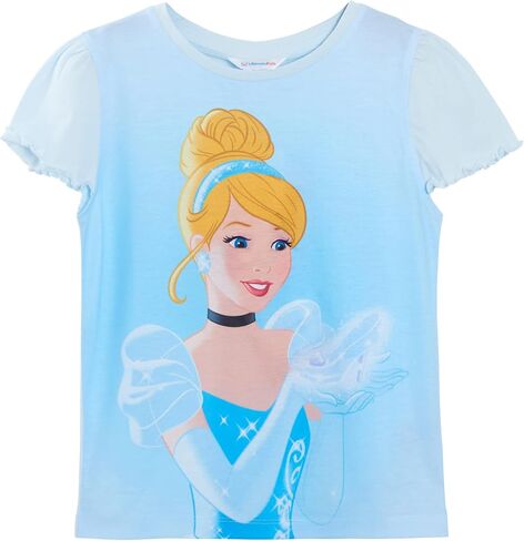 Disney Girls 3 Pack Princess T-Shirts Kids Jasmine Moana Rapunzel Dress Up Top Short Sleeve Tees in Saudi Arabia