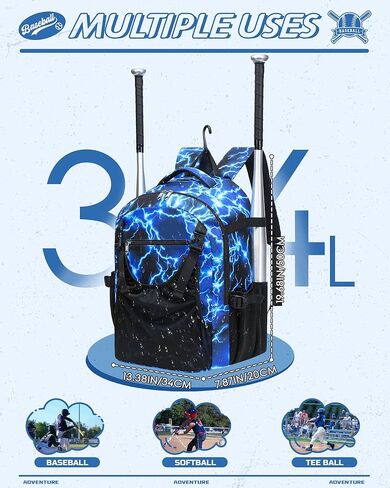 Baseball Softball Backpack for Kids Boys Girls 6-8 8-12 12-14 Large Youth Bat Bag for Gear Storage Baseball Softball Tball Equipment Back Pack with Separate Shoe Bag in Kuwait