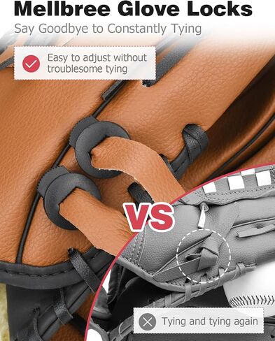 Mellbree Baseball Glove Lace Kit, 2 Leather Laces 4 Needles, Portable Softball Glove Lace Kit with 4 Locks and Storage Box Mitt Repair Kit in Kuwait