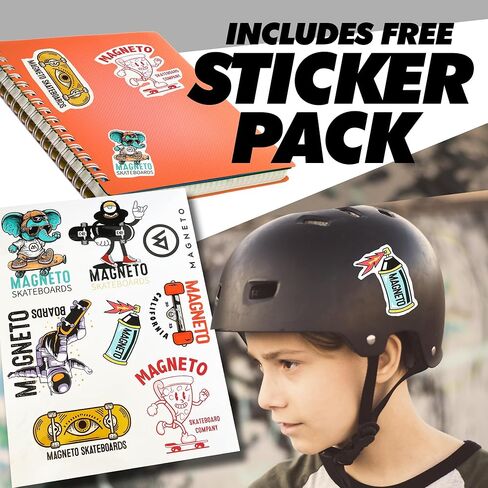 Magneto Complete Skateboard | 6-Layer Canadian Maple Double Kick Concave Deck | Beginners, and Teens in Kuwait