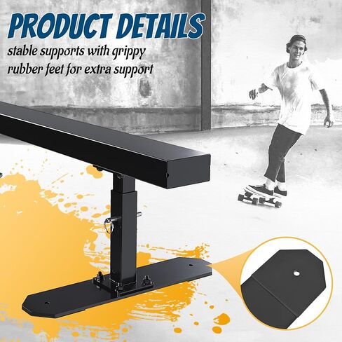 HECASA Skateboard Grind Rail Skate Rail 6' Adjustable Flat Bar Portable Extendable Square Bar for Beginners Skateboards, BMX Bikes, Scooters, Roller Blades in Saudi Arabia