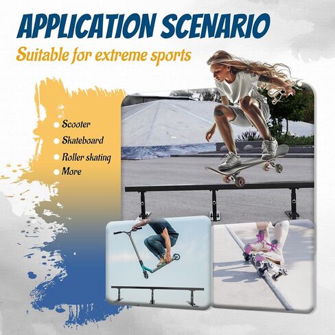 HECASA Skateboard Grind Rail Skate Rail 6' Adjustable Flat Bar Portable Extendable Square Bar for Beginners Skateboards, BMX Bikes, Scooters, Roller Blades in Saudi Arabia