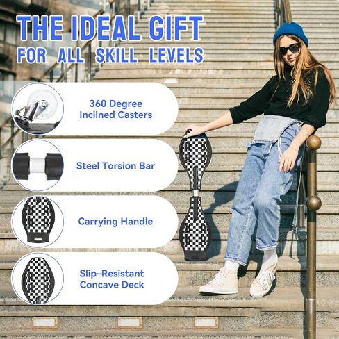 Simcat Caster Board, Skateboard with 360-degree Casters and Illuminating Wheels, Lightweight Durable Twistboard for Kids, Teenagers and Adults in Kuwait