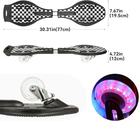 Simcat Caster Board, Skateboard with 360-degree Casters and Illuminating Wheels, Lightweight Durable Twistboard for Kids, Teenagers and Adults in Kuwait