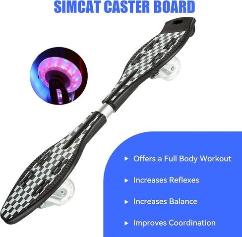Simcat Caster Board, Skateboard with 360-degree Casters and Illuminating Wheels, Lightweight Durable Twistboard for Kids, Teenagers and Adults in Kuwait