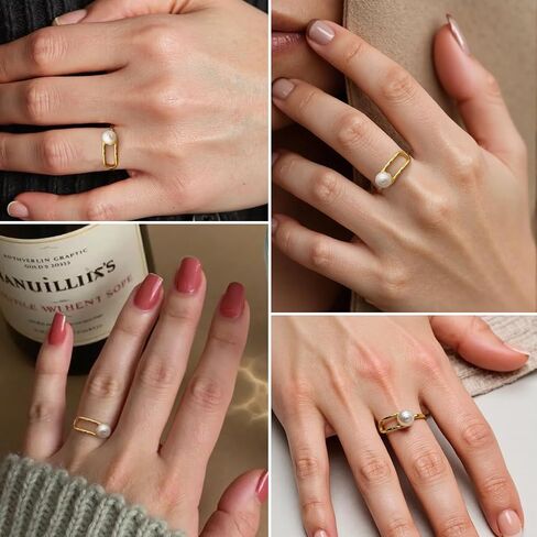 Pearl Open Ring, Gold Pearl Wrap Ring Silver Adajustable Freshwater pearl Stacking Statement Ring for Women Valantine's Day Christmas Holiday in Saudi Arabia