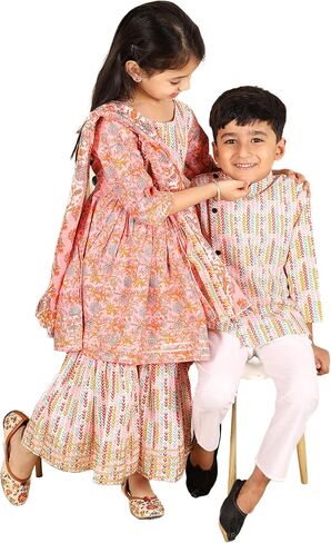 Chandrakala Kids Kurta Sharara مع DuPatta for Girls (KG118) in Saudi Arabia
