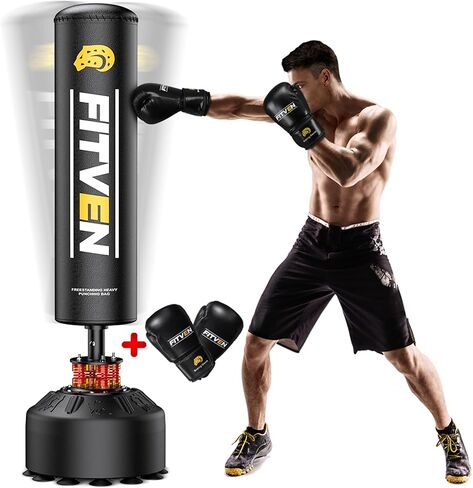 FITVEN Freestanding Punching Bag with Boxing Gloves Heavy Boxing Bag with Suction Cup Base for Adult Kids - Men Stand Kickboxing Bag in Saudi Arabia