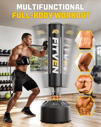 FITVEN Freestanding Punching Bag with Boxing Gloves Heavy Boxing Bag with Suction Cup Base for Adult Kids - Men Stand Kickboxing Bag in Saudi Arabia
