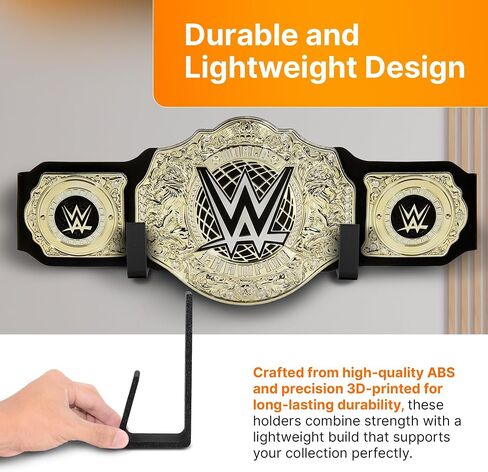 مجموعة حزام حزام الحزام الحائط - WWE Belt Wall Mount Organizer - شاشة حزام مثبتة على الحائط - متينة وسهلة التثبيت - مثالية لعرض حزام بطولة المصارعة - 2 PCS in Kuwait