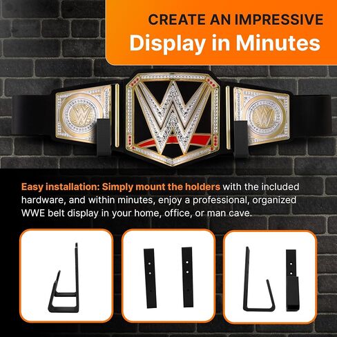 مجموعة حزام حزام الحزام الحائط - WWE Belt Wall Mount Organizer - شاشة حزام مثبتة على الحائط - متينة وسهلة التثبيت - مثالية لعرض حزام بطولة المصارعة - 2 PCS in Kuwait