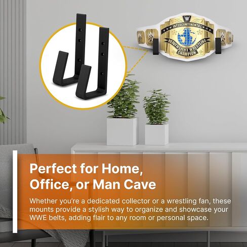 مجموعة حزام حزام الحزام الحائط - WWE Belt Wall Mount Organizer - شاشة حزام مثبتة على الحائط - متينة وسهلة التثبيت - مثالية لعرض حزام بطولة المصارعة - 2 PCS in Kuwait