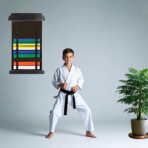 رف عرض حزام الكاراتيه - يحمل ما يصل إلى 12 أحزمة ، حامل عرض حزام التايكواندو و BJJ لفنون القتال ، لا مطلوب تجميع ، عرض حزام فنون القتال للمراهقين والكبار in Kuwait