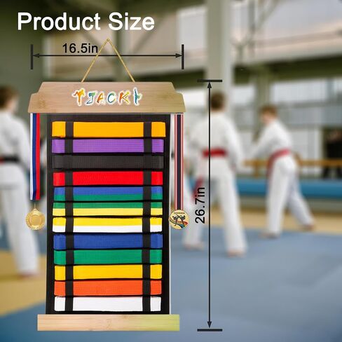 رف عرض حزام الكاراتيه - يحمل ما يصل إلى 12 أحزمة ، حامل عرض حزام التايكواندو و BJJ لفنون القتال ، لا مطلوب تجميع ، عرض حزام فنون القتال للمراهقين والكبار in Kuwait