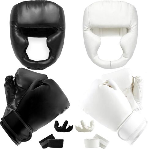 14 PCS مجموعة ملاكمة معدات الملاكمة مجموعة للمبتدئين بما في ذلك زوجين من 6 أوقية قفازات الملاكمة خوذة يدوية يلف هدايا الحرس الفمى للأطفال معدات التدريب المبتدئين in Kuwait