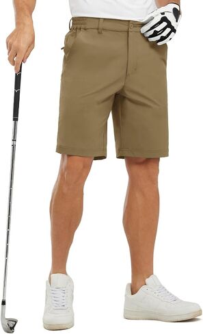 Rdruko Men's Golf Stretch Shorts 9 Inch Inseam Casual Dress Elastic Waist Flat Front Dry Fit Shorts with 5 Pockets in Saudi Arabia