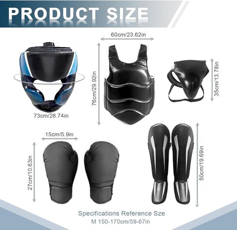 مجموعة معدات التايكواندو للملاكمة ، مجموعة العتاد الكاراتيه المتسابطة الطول شباب أو البالغين ، حراس الفنون القتالية/صدر الضلع/غطاء الرأس/حراس الفم الحراس in Kuwait