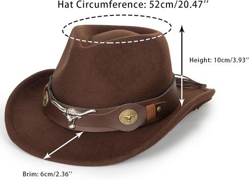 INOGIH Kids Western Cowboy Hat - Vintange BrownWide-Brim Felt Fedora Cowgirl Hat for 3-7 Years Boys Girls in Saudi Arabia